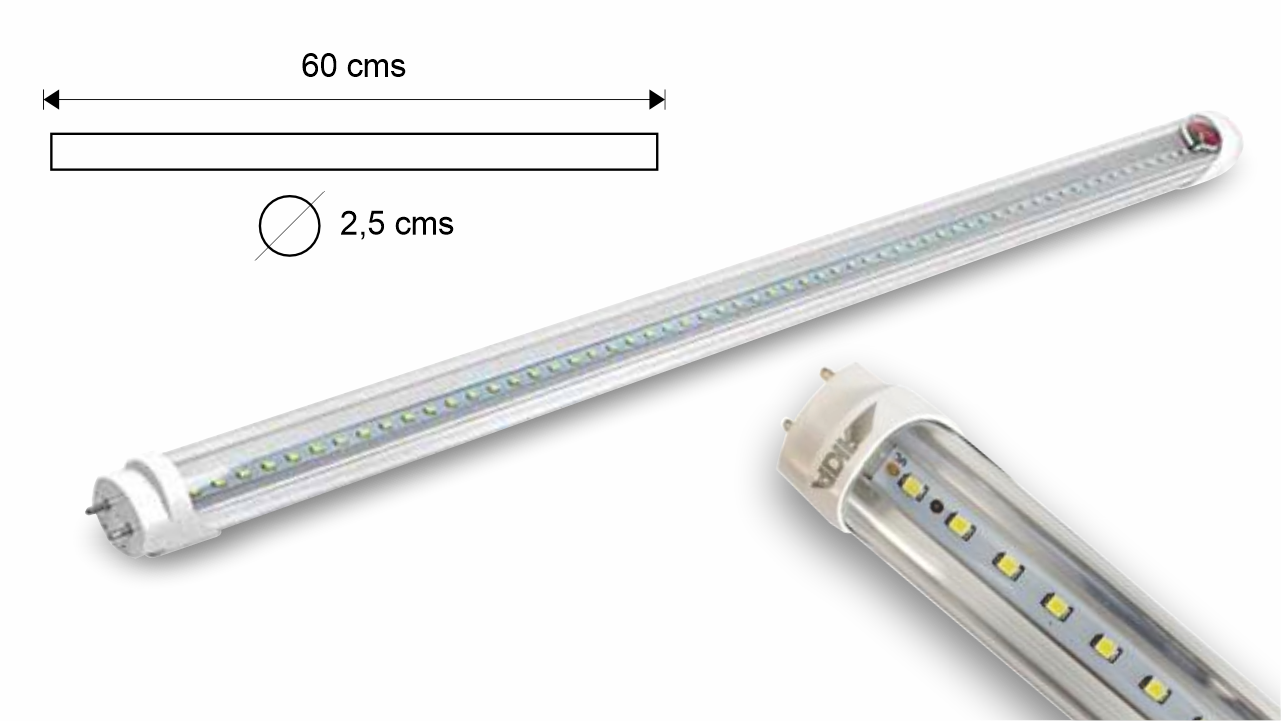Tubo T8 60cms transparente